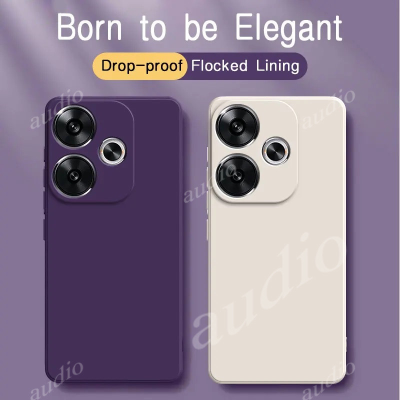 Ốp lưng silicon chính hãng cho Redmi 13 4G/5G 2024, viền vuông, chống sốc, TPU