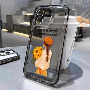 Sp1384gy Sunflower Back Girl iPhone Apple 11 Ốp Điện Thoại 11pro / 11promax / 12 Cao Su Mềm 12pro Nam 12promax Ốp Lưng Trong Suốt 13 Sáng Tạo 13pro Hợp Thời Trang Nam Nữ 13promax Mềm 14 Nữ 14max Dễ Thương 14pro