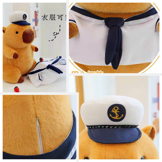 Gấu Bông Capybara Hải Quân Gấu Bông Hải Quân Cabybara Đáng Yêu Thiết Kế Áo Có Thể Tháo Rời Chất Liệu Lông Thỏ Mềm Mại