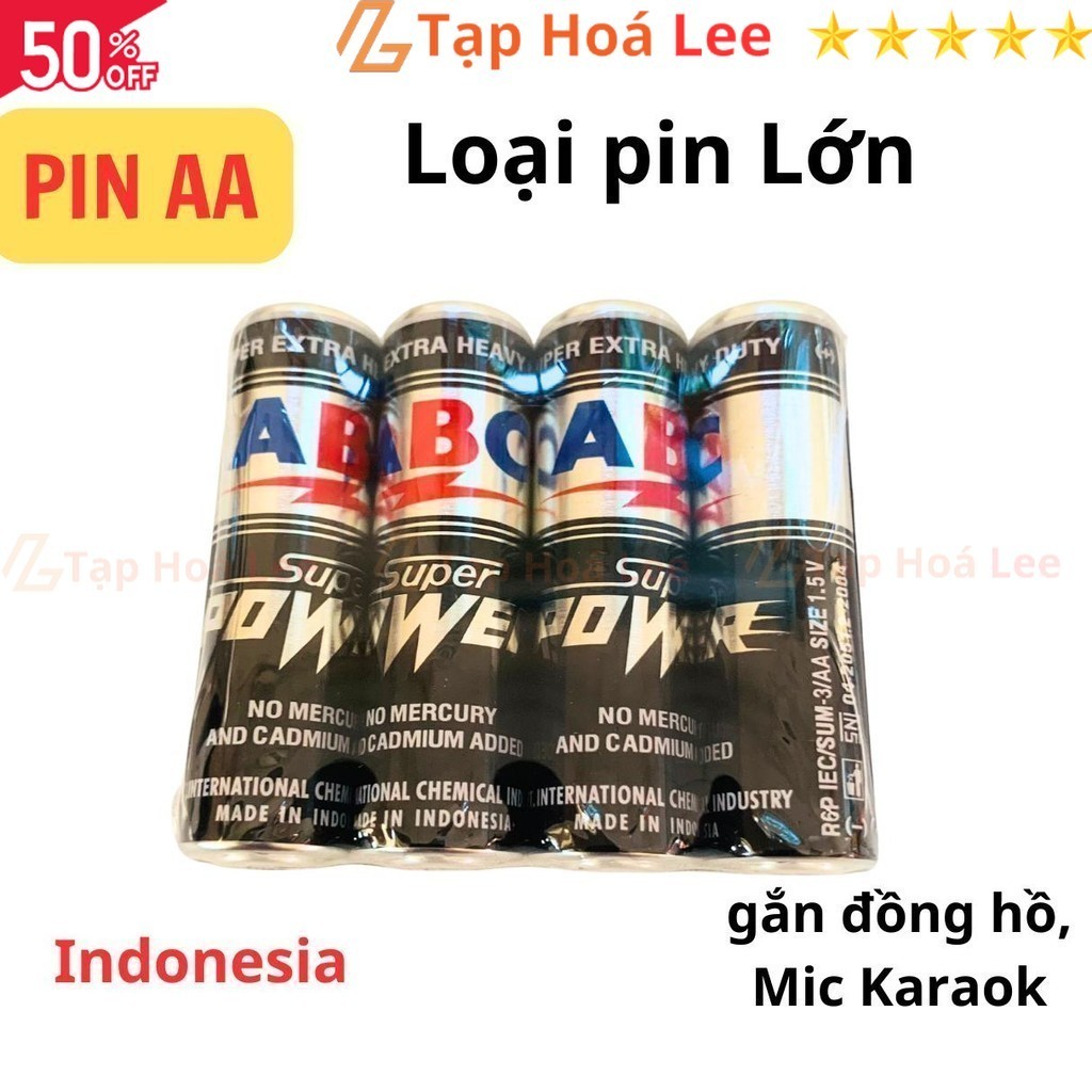 Pin AA ABC Super Power 1.5v made in Inodonesia, Pin 2A dùng cho Mic ...