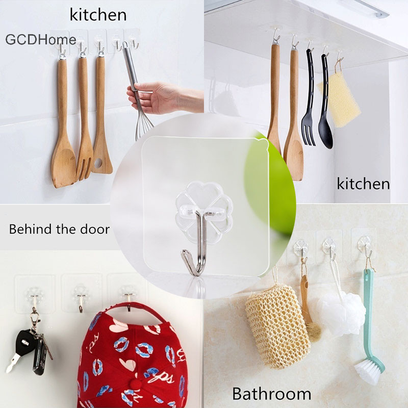 Gcdhome 10 Cái Móc Treo Tường Liền Mạch Trong Suốt Chống Thấm Nước HOT