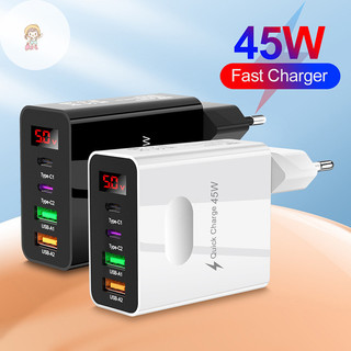 TWE 45W PD USB Type C 4 Cổng Sạc Nhanh 3.0 Cho 14 13 Pro Oneplus Điện Thoại Di Động Treo Tường VN