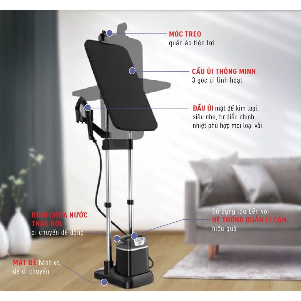 Bàn ủi hơi nước đứng Tefal IXEO Plus QT1510E0 - Thiết kế nhỏ gọn - Bảo hành chính hãng 24 tháng