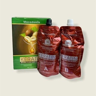Nhuộm phủ bạc thảo dược không dính da đầu màu Đen Và Nâu macadamia 500mlx2