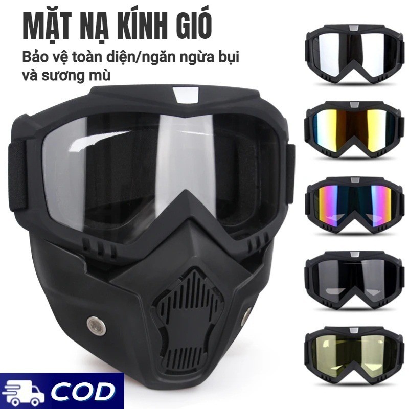 Cao Cấp Mặt Nạ Xe Máy, Kính Lái Xe, Mặt Nạ Mũ Bảo Hiểm Thể Thao Dành Cho Xe Địa Hình Gió Bụi Và Chống Nước