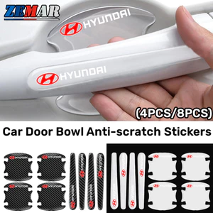 4 / 8 Chiếc Hyundai Trong Suốt Cửa Xe Ô Tô Bát Miếng Dán Chống Trầy Xước Miếng Dán Tay Nắm Cửa Ô Tô Bảo Vệ Phiên Bản Dày Sợi Carbon Textur Cho Xe Hyundai Creta Stargazer Ioniq 5 Santa Fe