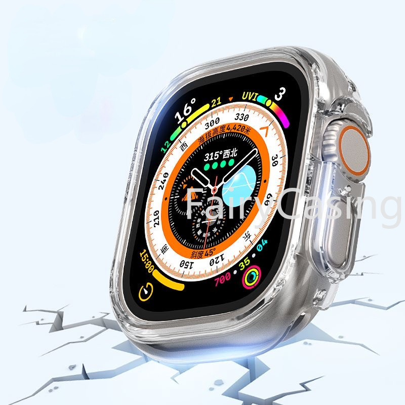 Ốp lưng trong suốt S11 cho Apple Watch Ultra 2 49mm series 9 8 7 45mm 41mm 44mm 40mm 44 45 mm Khung trong suốt toàn diện cho iwatch 8 4 3 5 se 6 7 49 mm Vỏ trong suốt