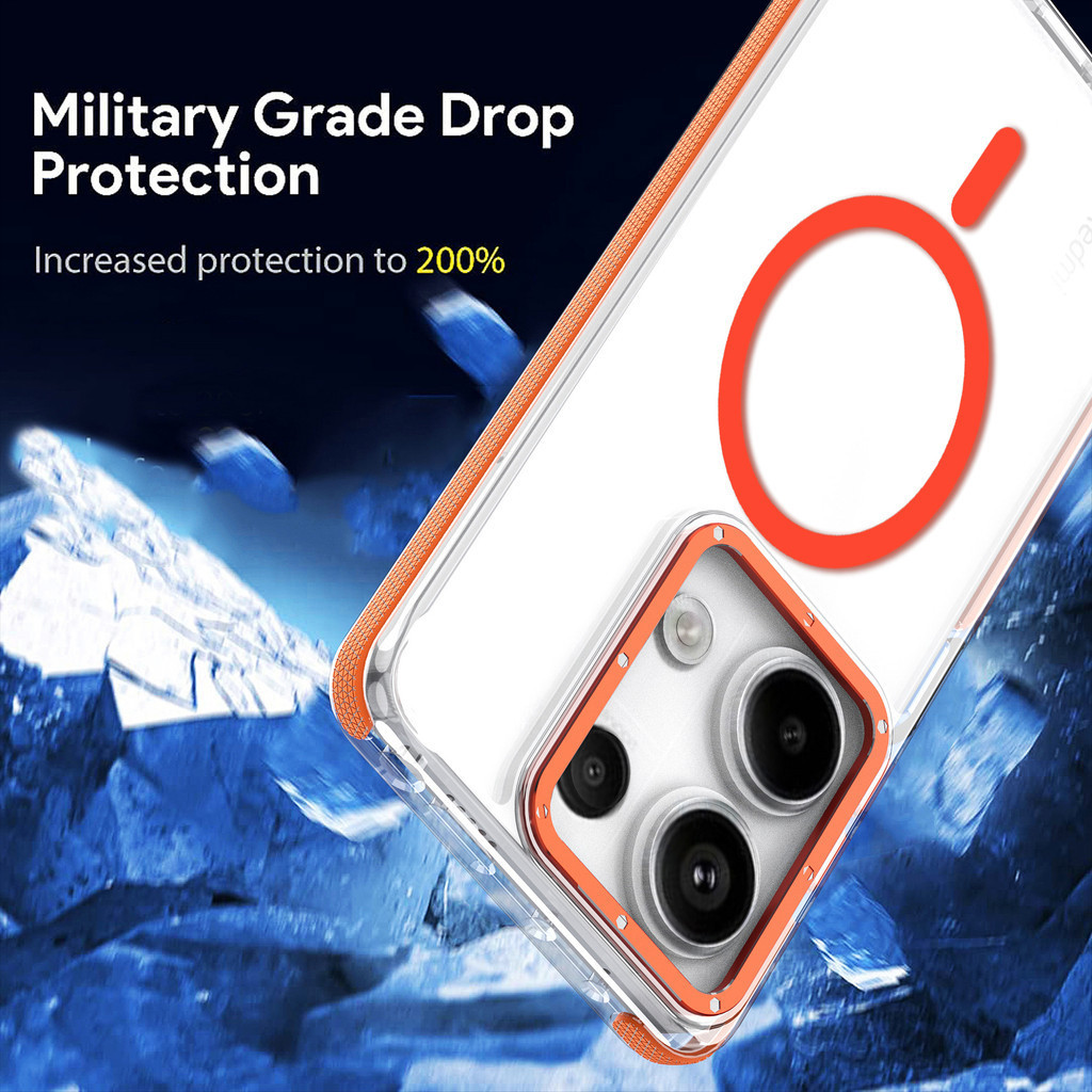 Ốp Điện Thoại Acrylic Cho Redmi 15C 14C Note 15 14 13 Pro 4G 13 Pro 5G xiaomi 14T 15T PRO Màn Hình Và Bảo Vệ Camera Chống Sốc Từ Tính Chống Trơn Trượt Chống Đập Vỏ Điện Thoại