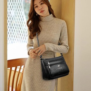 Túi đựng rau củ COZYNEST, Da PU Túi đựng mẹ trung niên dung tích lớn, Túi đeo vai màu đen nhiều lớp thời trang dành cho nữ
