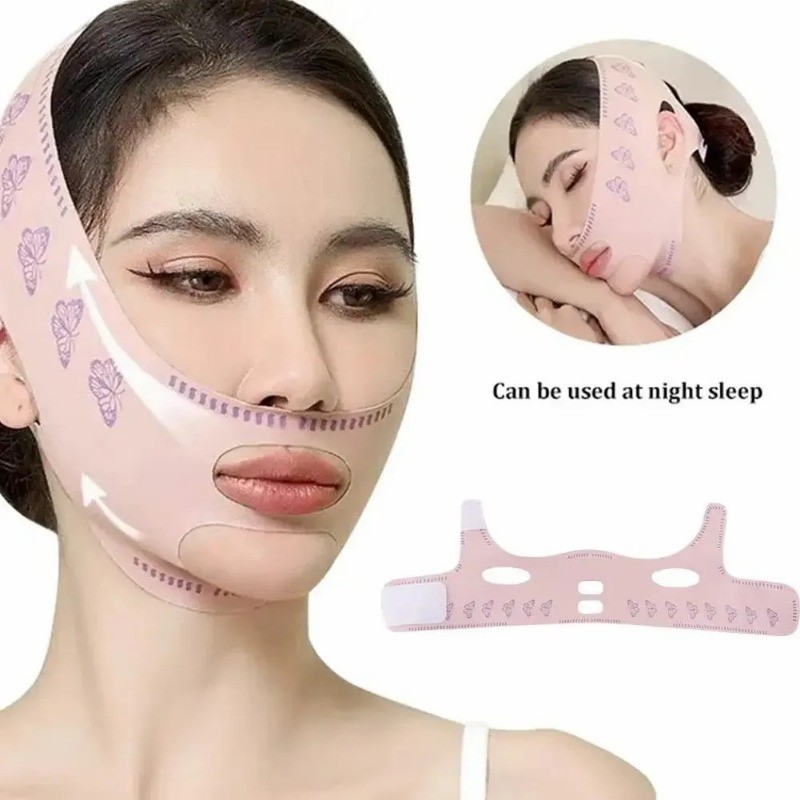 Băng giảm béo Chin Cheek - Dây đeo chống nhăn nâng cơ mặt - Mặt nạ nâng đường chữ V - Đai mặt hình chữ V - Mặt nạ ngủ - Đai nâng thư giãn - Sức khỏe làm đẹp