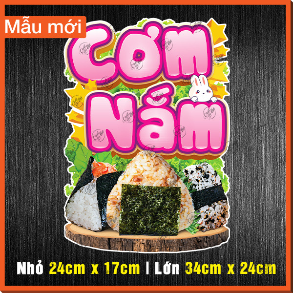 Miếng dán CƠM NẮM decal trang trí tường tủ kính xe đẩy quán ăn decor ...
