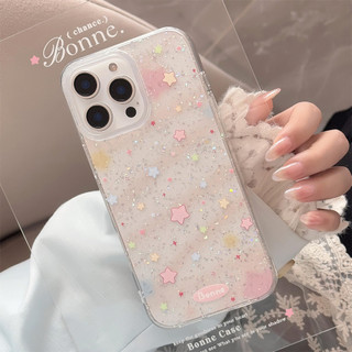 [Sheren] Ốp điện thoại iPhone hình ngôi sao màu hồng phong cách Hàn Quốc Thích hợp cho i16 15 14 13 12 11 pro max Vỏ bảo vệ chống sốc