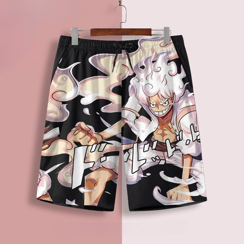 Quần short ONE PIECE cho nam, quần short in hình Anime Gear Fifth Luffy, quần short bãi biển mới cho thanh niên