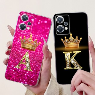 Dành Cho Oppo K10x 5G Ốp Lưng PGGM10 Thời Trang A Z Chữ Cái Ban Đầu Vương Miện Silicon Mềm Cặp Đôi Vỏ Điện Thoại Cho OPPOK10x K 10x