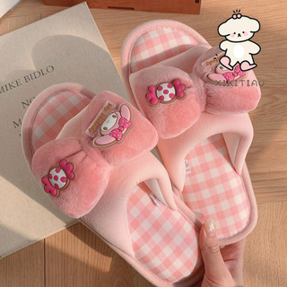 Xixitiao Dép Sanrio Nữ Dễ Thương HelloKitty Nhà Vải Lanh Cotton Đế Mềm