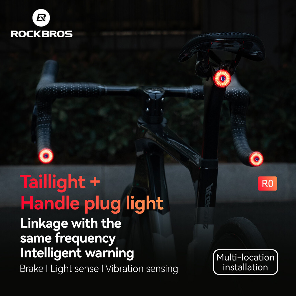 Đèn hậu thông minh Rockbros cho xe đạp, đồng bộ cảm biến, phù hợp MTB và xe đạp đường bộ