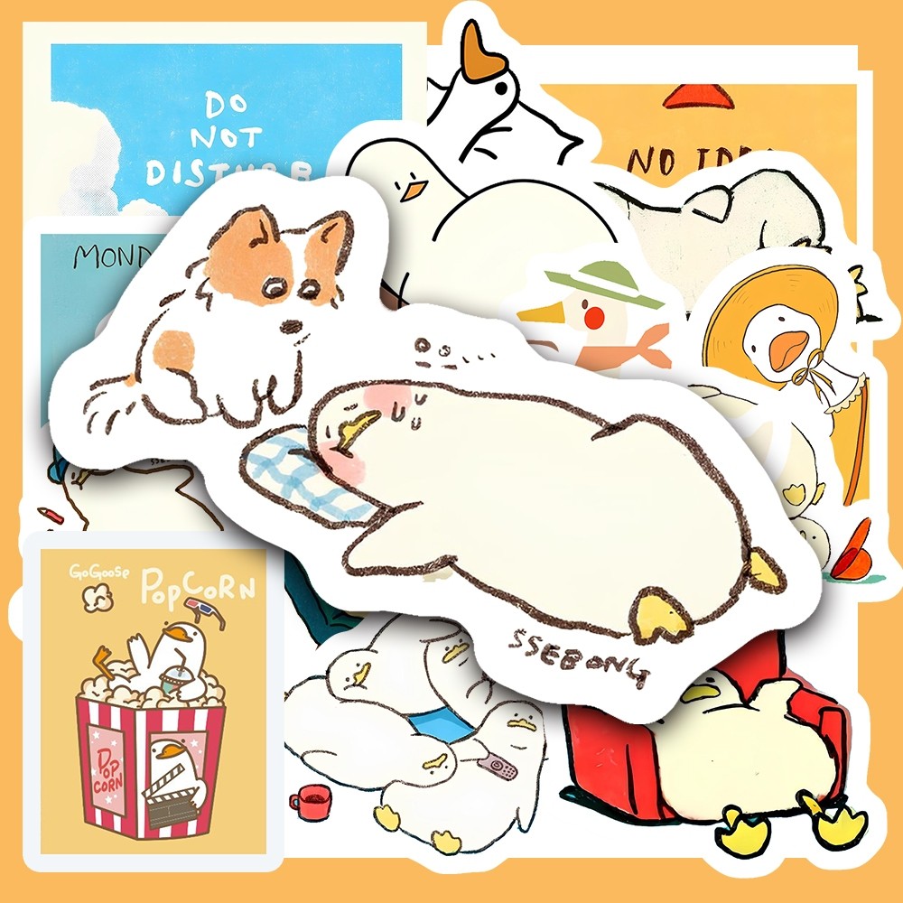 Hộp 25 Miếng Dán Sticker HÌNH VỊT CHÁN ĐỜI - Chống Thấm Nước Trang Trí laptop, vali - NSX Gì Cũng In
