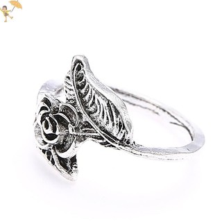 [Gou] 4 Cái / bộ Cổ Màu Bạc Vintage Bohemia Bộ Nhẫn Hoa Hồng VN