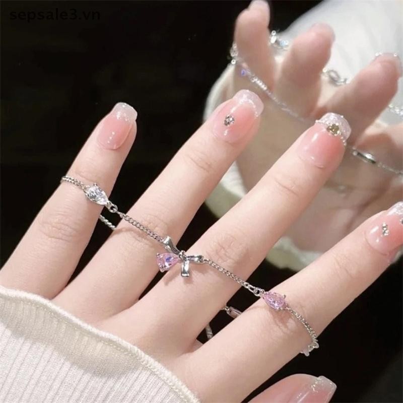 # Sepsale # Vòng tay nơ kim cương giả sáng bóng ngọt ngào Vòng tay có thể điều chỉnh khí chất thời trang dành cho nữ.