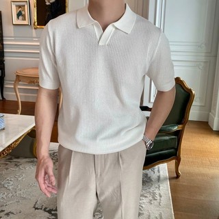 Áo sơ mi Polo ngắn tay DICHUANGZHE Slim Fit dành cho nam - Màu trơn, sành điệu & mặc thường ngày
