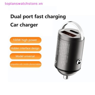 Toplanswatchstore Bộ sạc ô tô 100W Cổng kép Bộ sạc siêu nhanh PD QC 3.0 cho Bộ chuyển đổi ô tô Huawei VN
