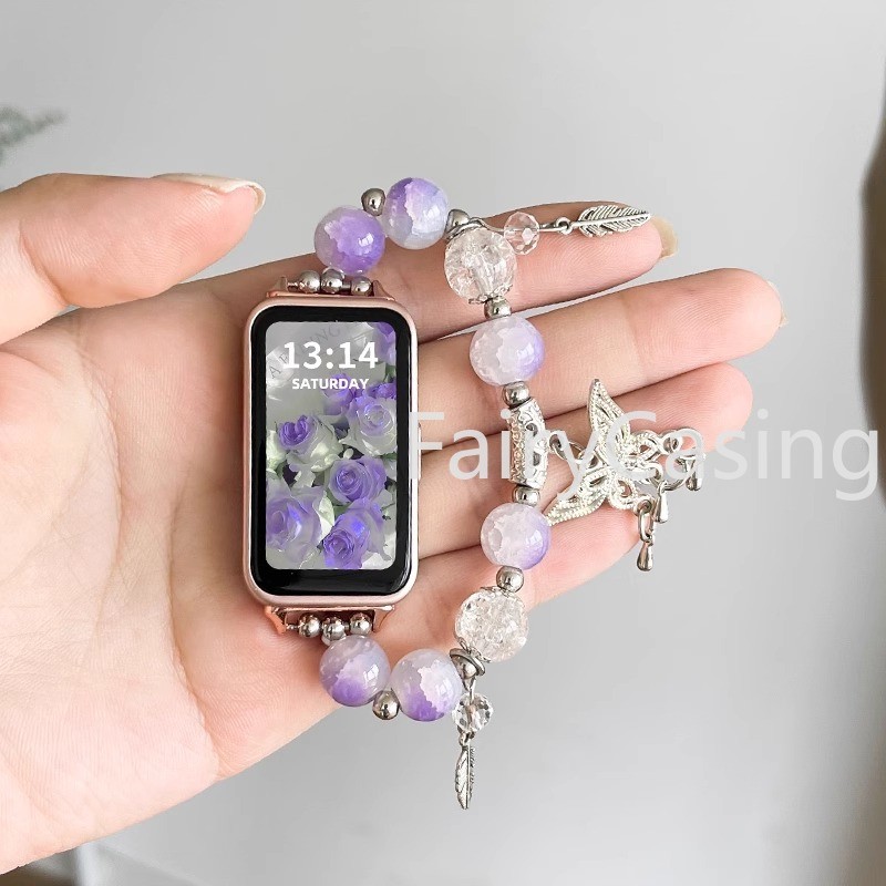 Dây Đeo Thay Thế Cho Huawei Band 11 pro 10 8 9 7 6 Màu Hạt Thủy Tinh Dây Đeo Tay Thể Thao Vòng Tay Cho Honor Band 9 Phụ Kiện
