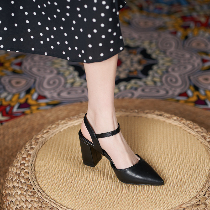 (((34-45) Dép Gót Cao Nữ Gót Dày Gót Size Lớn Rộng Plus Fat 43 44