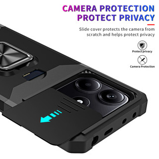 Dành Cho Redmi Note 14 4G / 5G Ốp Lưng Có Trượt Camera Bao Đựng Thẻ Vòng Chân Đế Chịu Lực Bảo Vệ Mỏng Vỏ