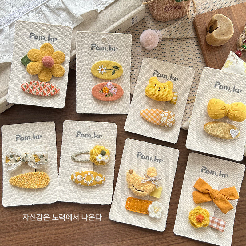 Bộ kẹp tóc màu vàng dễ thương cho bé gái