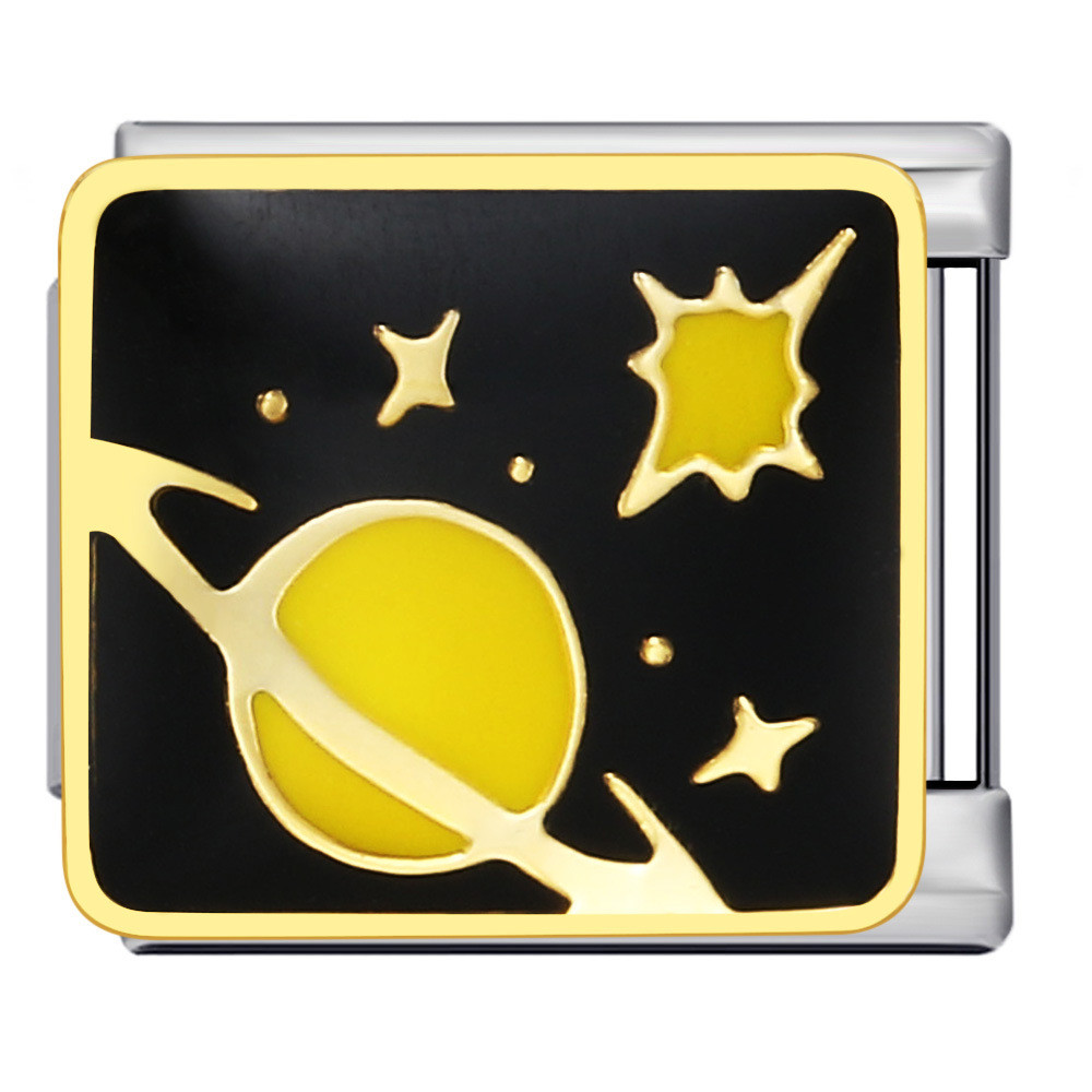 Night Sky Star Moon Series Vòng tay mô-đun Ý Thép không gỉ Hàn Hoa văn DIY Đàn hồi Vòng tay Phụ kiện