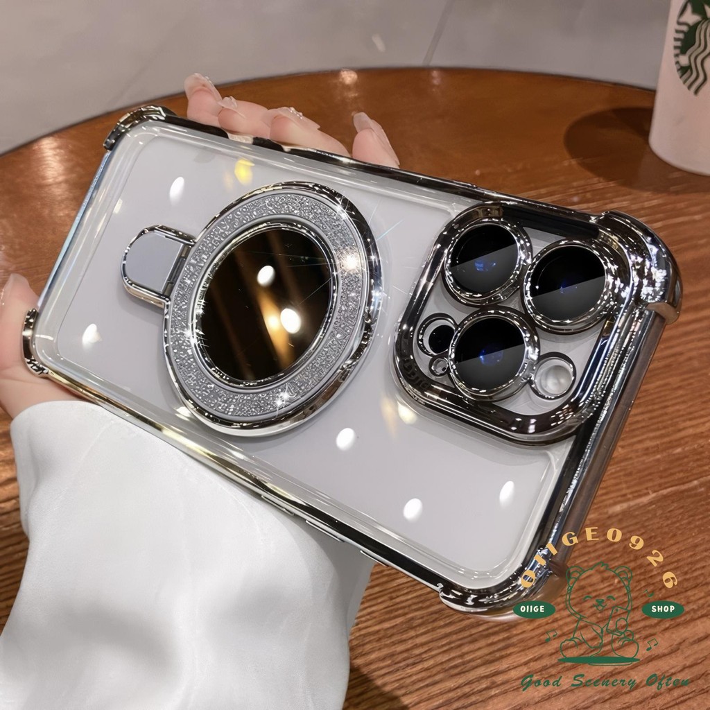 Chống rơi gương lấp lánh khung từ tính Vỏ điện thoại iphone16 Pro Max 15 14 13 12 11 vỏ cho vỏ iPhone Vỏ mềm silicon TPU chống sốc
