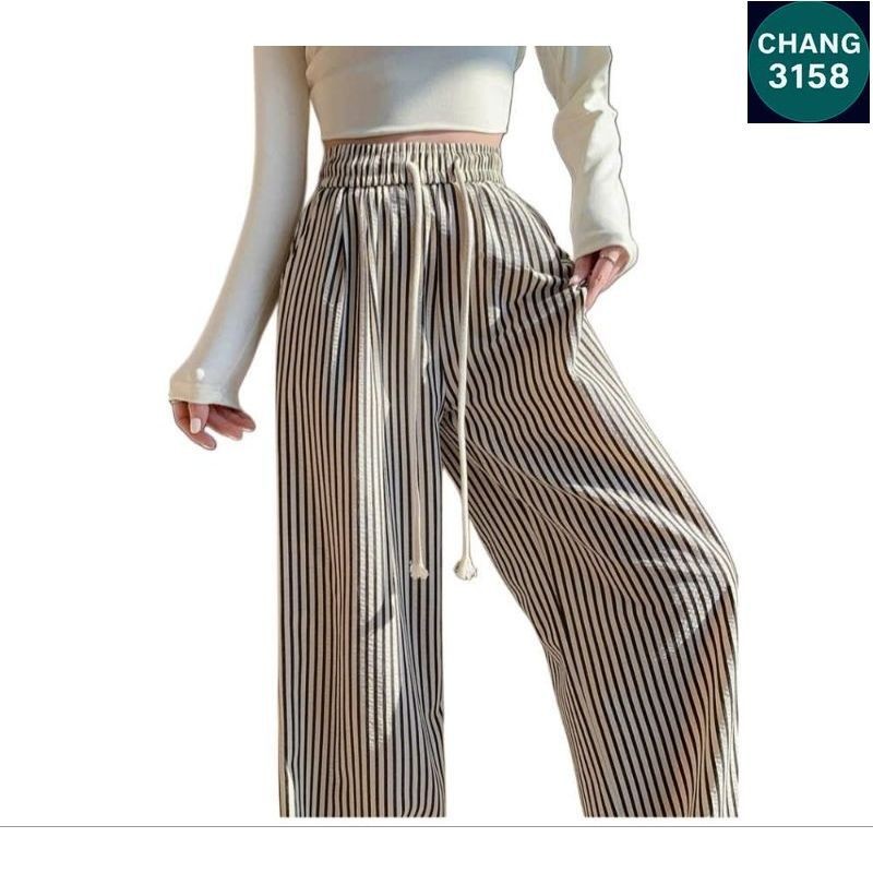 Quần Xuông Ống Rộng Kẻ Dọc Chất Liệu Kate Mỏng Mát - Kẻ Sọc ngựa  Vằn-CHANG 3158