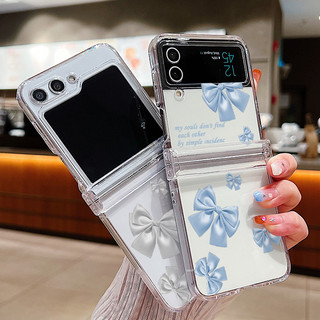 Ốp Điện Thoại Trong Suốt Họa Tiết Nơ Dễ Thương Cho Samsung Galaxy Z Flip 6 Flip 5 Flip 4 5G Full Bản Lề Trong Suốt Cứng PC Gấp Ốp Lưng Samsung Z Flip6 Flip5 Flip4 Flip3