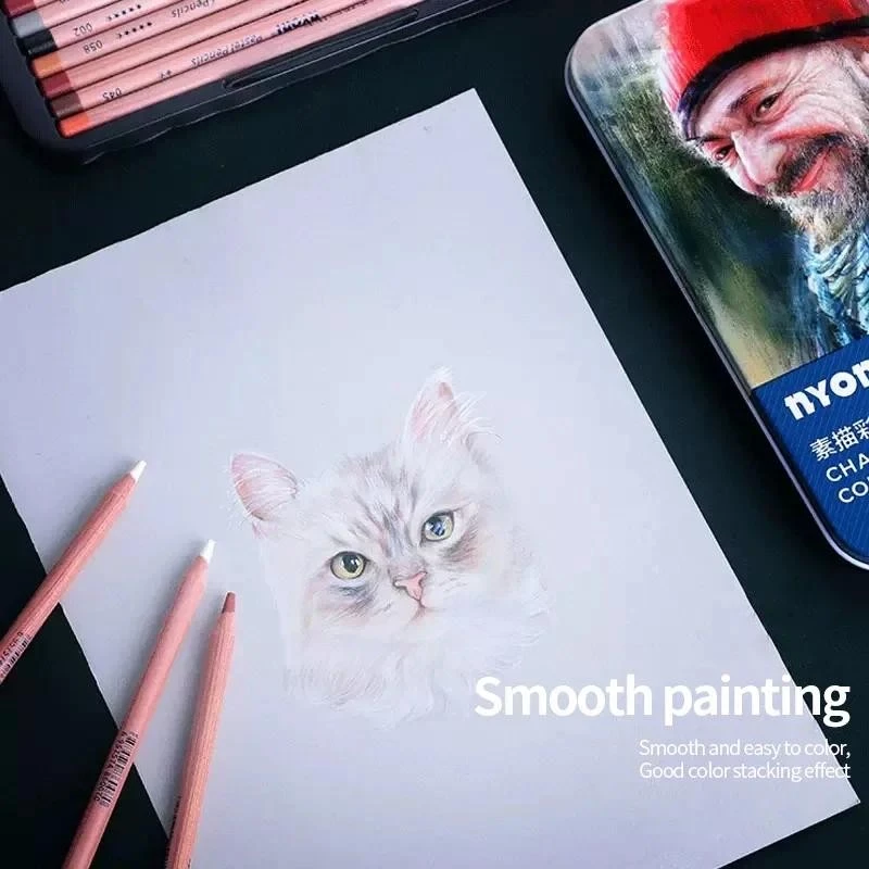 Nyoni 24 Màu Than Bút Chì Phác Thảo Chân Dung Vẽ Tay Dầu Chì Chuyên Nghiệp Nghệ Thuật Cung Cấp Bộ Sư