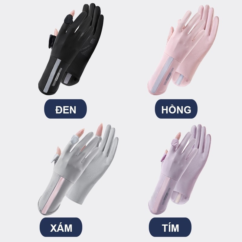 PVN63529 Găng Tay Chống Tia UV Chống Nắng Hở Ngón Chống Trượt Bao Kín Tay Thoáng Khí Lái Xe Nam Nữ