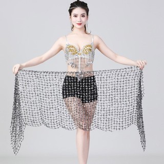 CLI Nữ Kim Sa Lấp Lánh Quấn Mini Váy Bụng Khiêu Vũ Lấp Lánh Khăn Hông