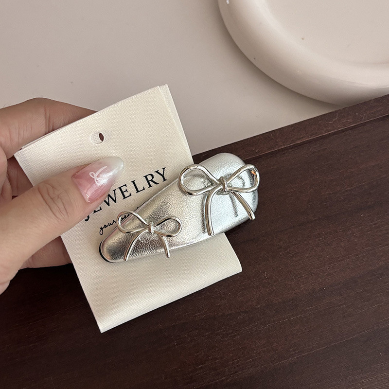 Kẹp tóc bằng da Hàn Quốc Bow BB Clip
