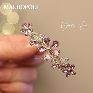 Mauropoli Kẹp kim cương giả hồng lò xo cao cấp, mũ đội đầu nửa đầu, phụ kiện tóc