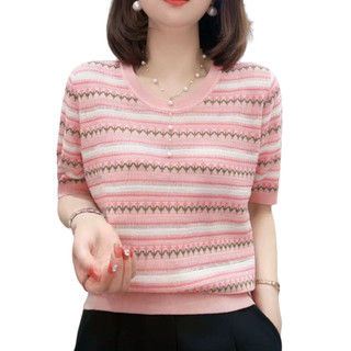 Áo thun Cardigan lụa băng ngắn tay nữ dáng rộng Size lớn Thời trang phù hợp với mùa hè Bán chạy hàng dệt kim