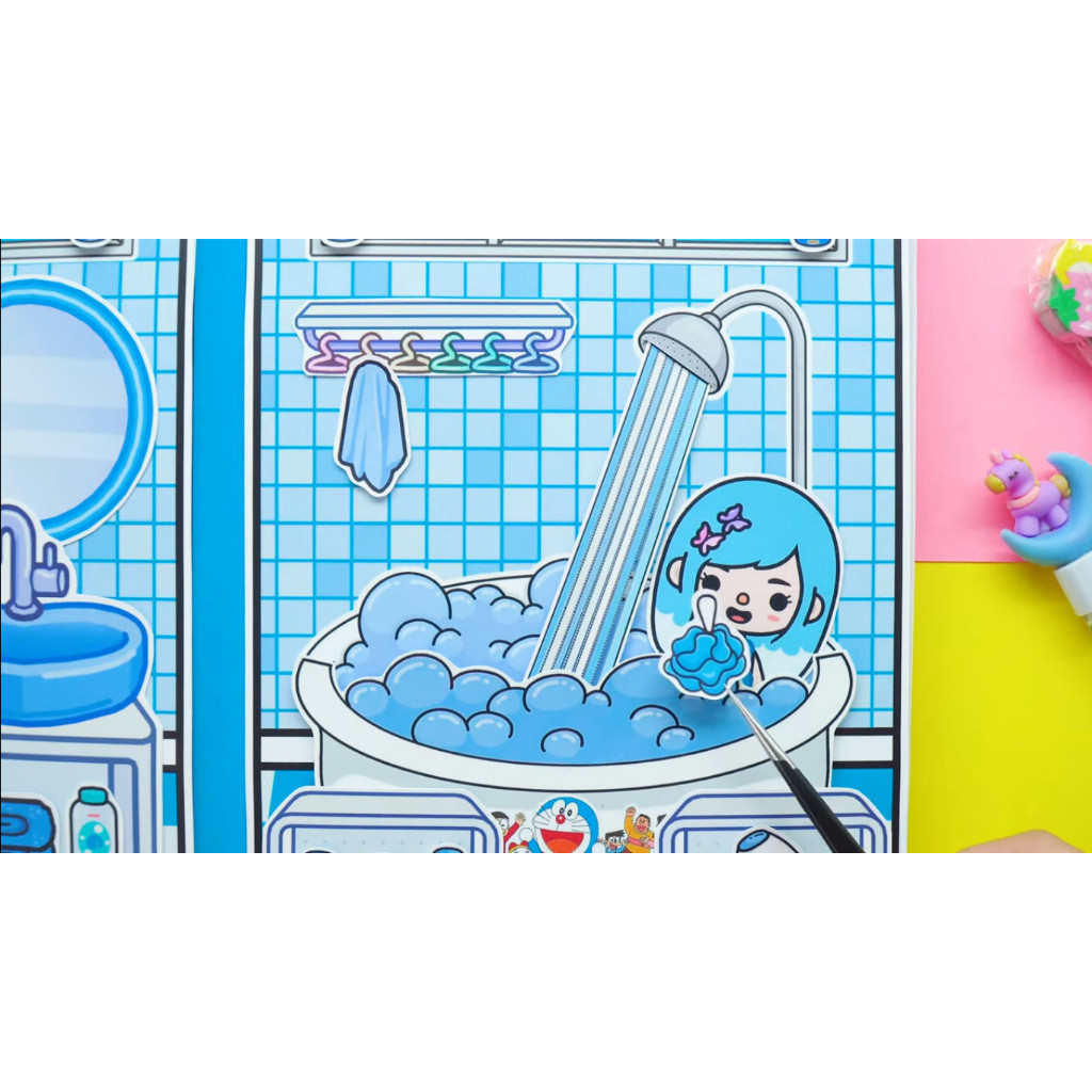 ĐỒ CHƠI NGÔI NHÀ BÚP BÊ GIẤY CẮT THỦ CÔNG DIY - Ngôi nhà của bé  Doraemon House In Quiet