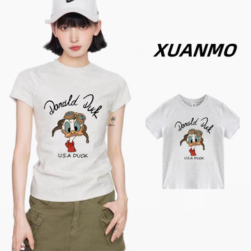 XUANMO Local brand Áo baby tee Áo Thun ôm body Áo y2k cotton Áo thun cơ thể Y2K bẩn mi crop Top Phong cách mới dành cho nữ Thiết kế mùa hè Slim Tay ngắn Áo nữ
