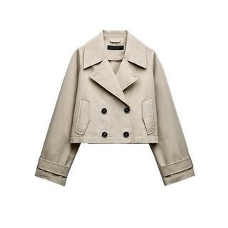 Zara Spring Sản phẩm mới Pháp Tính khí đi lại Áo khoác gió ngắn có ve áo dài tay phù hợp 3046048