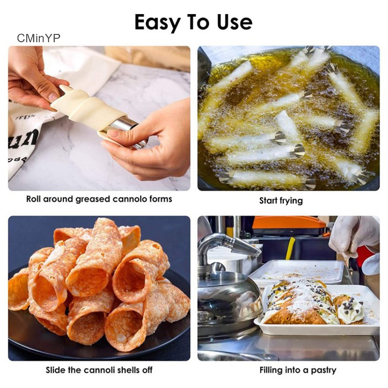 Cyp 5 Chiếc Thép Không Gỉ Cannoli Kem Ống Sừng Bánh Ngọt Khuôn Dụng Cụ Làm Bánh Vinh Quang