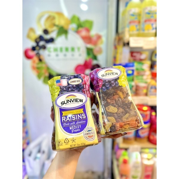 Nho Khô Hủ Sunview Jumbo Size Raisins Mix 3 Loại Mỹ 425g Mẫu Mới