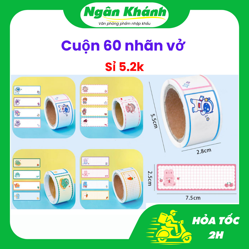 1 Cuộn 60 Miếng Tem Dán Nhãn Vở Label Sticker Dán Đa Năng mã SP000676 ...