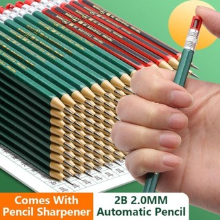 [Crush] Bút chì tự động, Bút chì cơ học loại 2.0MM 2B, Công cụ viết phác thảo đơn giản đi kèm với máy mài Văn phòng phẩm Bút chì di động Văn phòng học
