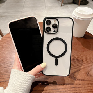 Ốp điện thoại sạc không dây từ tính cứng Acrylic trong suốt cho iPhone 15 14 13 12 11 Pro Max Mini X Xs XR 7 8 Plus