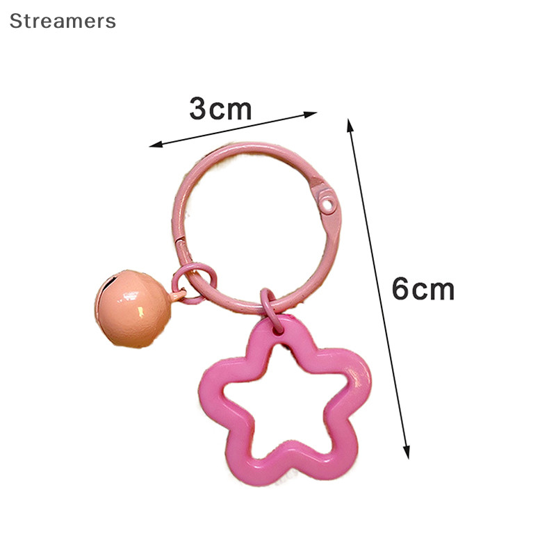 {Streamers} Móc khóa kim loại có vòng khóa Mặt dây chuyền ngôi sao mở Móc khóa màu để làm đồ trang sức Diy Phụ kiện mới