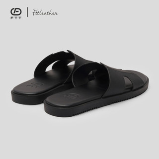 Dép da nam chữ H Fttleather chất liệu da bò dáng trơn đế TPR bền, nhẹ, độ bám tốt Mã D301