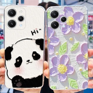 Ốp lưng Xiaomi Redmi 12 4G Redmi12 12R 5G Mèo Gấu Trúc Dễ Thương Sơn Hoa Silicon Mềm TPU Vỏ Điện Thoại